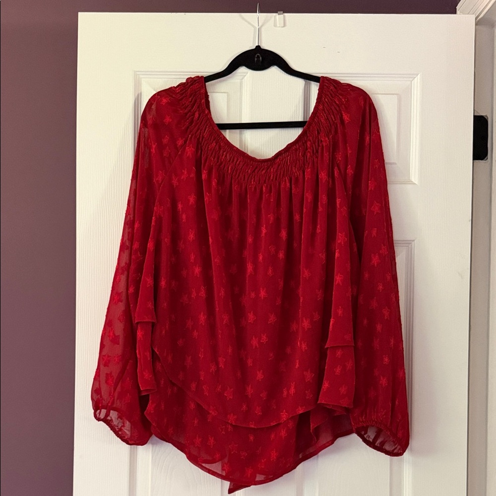 torrid Red Smocked-Neck Peasant Blouse